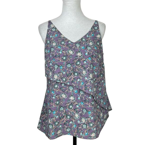 Cabi 3453 Scrollwork Cami Purple & Blue Floral Print Layering Tank Top Blouse - Picture 3 of 12